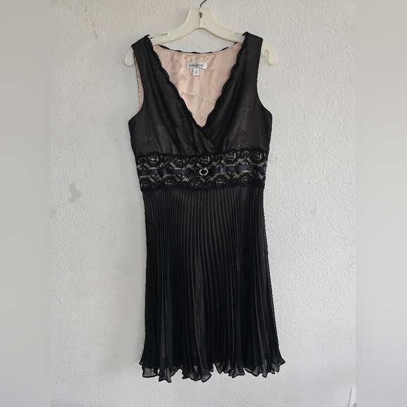 Coldwater Creek Dress Women Sz 10 Black Sleeveless Pleated Fit & Flare Cocktail - Picture 2 of 13
